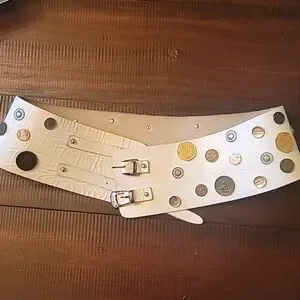 Vintage Coins Genuine Leather Belt, Made in Florence, Italy, Silver Hardware Old Coin Belt – 6Whiskey Company main image 3